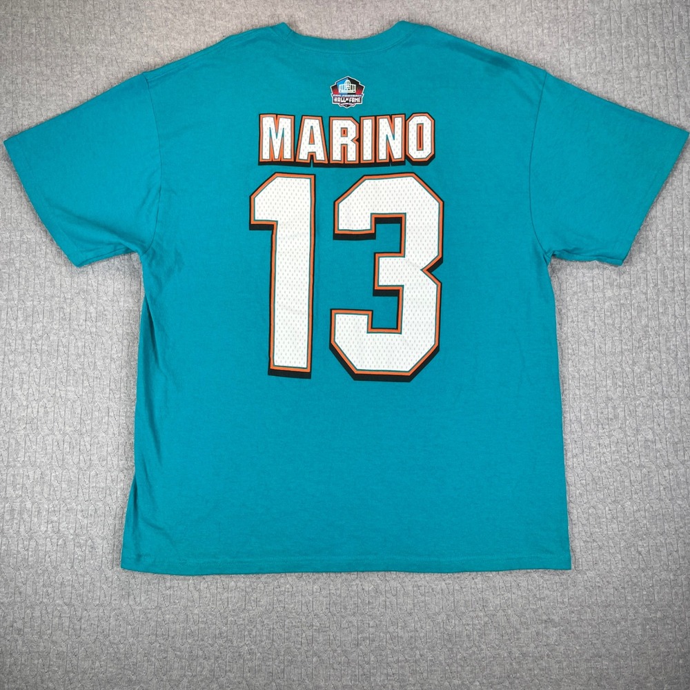 Dan‎ Marino Miami Dolphins NFL Football Hall of Fame Jersey T Shirt XL majestic